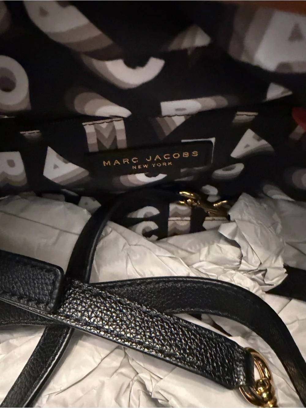 Marc Jacobs Black Pebbled Leather Satchel with Gold Hardware